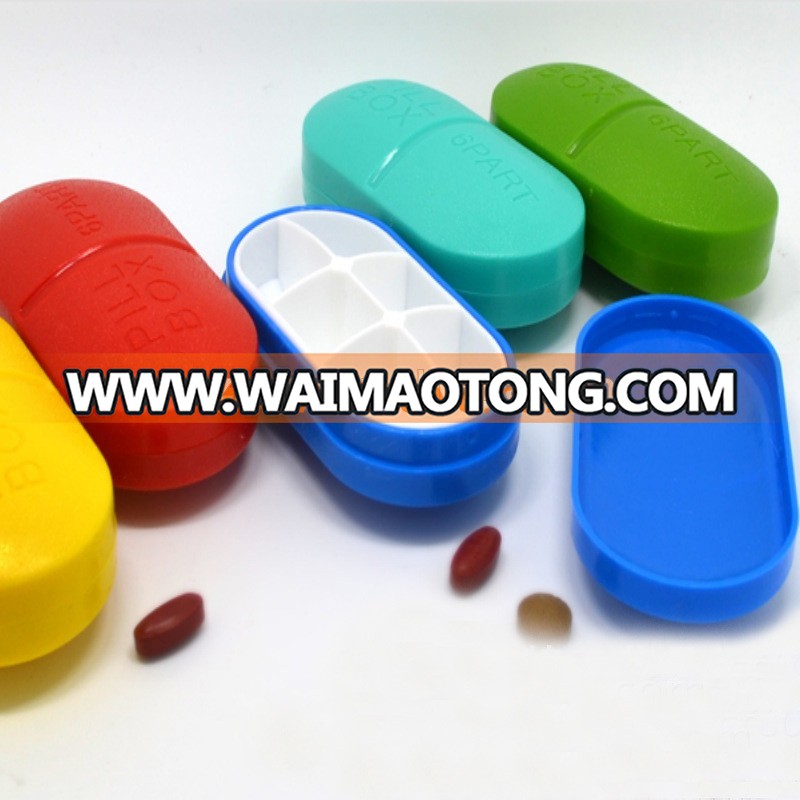 Medicine tablet-shaped 6 compartment pill box